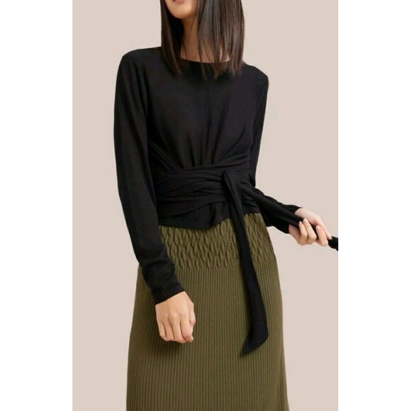 Modern Citizen Tops - Modern Citizen Stevie Women Black Stretch Tie Waist Long Sleeve Shirt L